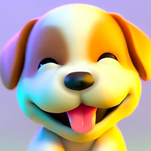 A Happy Puppy in 3D Cute style