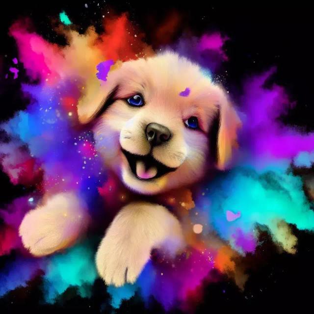 A Happy Puppy in Color Burst style