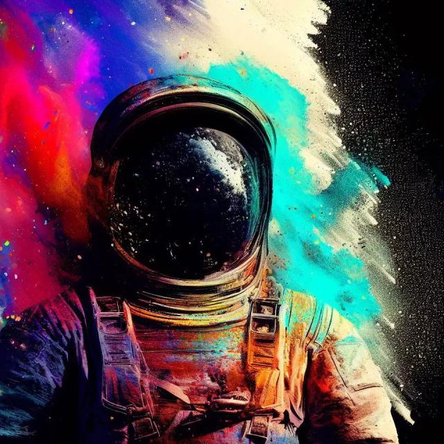 An Astronaut in Color Burst style