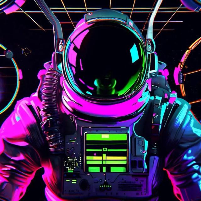 An Astronaut in Cyberpunk style