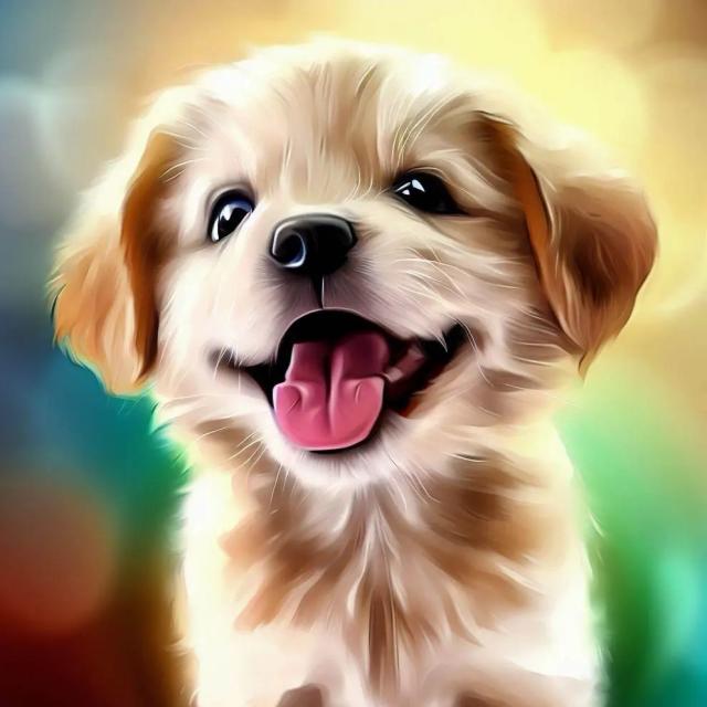 A Happy Puppy in Digital Art style