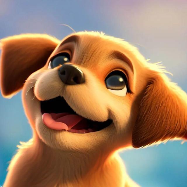 A Happy Puppy in Disney style