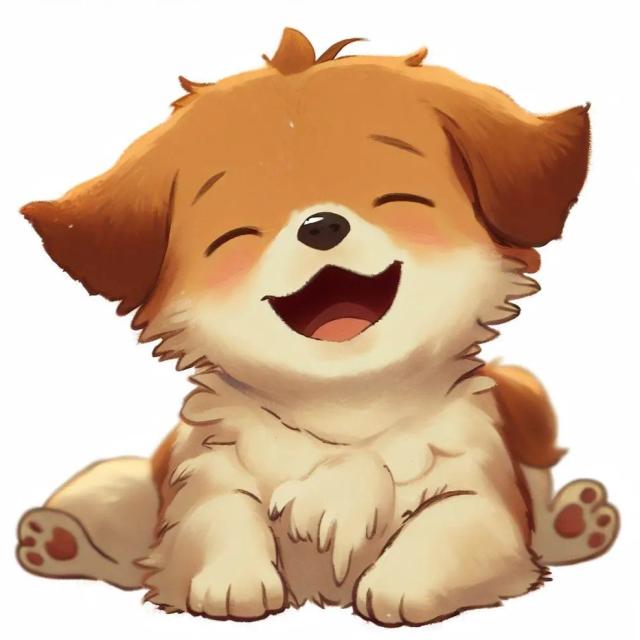 A Happy Puppy in Ghibli style