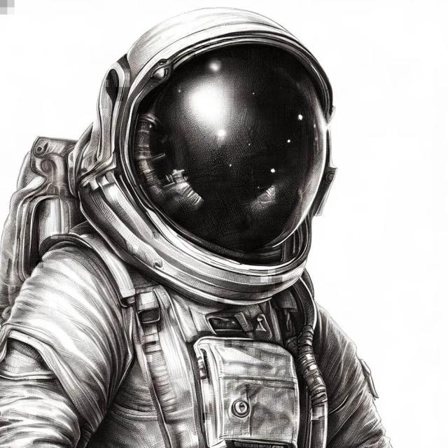 An Astronaut in Pencil Sketch style