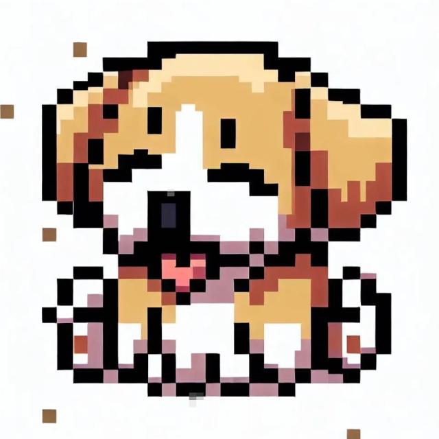 A Happy Puppy in Pixel Art style