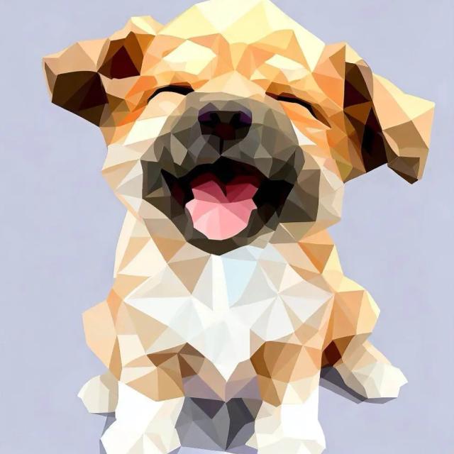 A Happy Puppy in Poly style