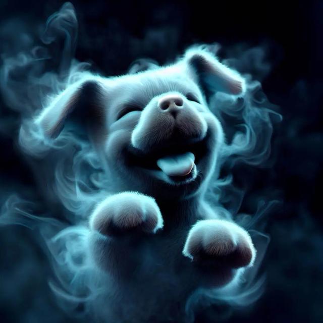 A Happy Puppy in Smoke style
