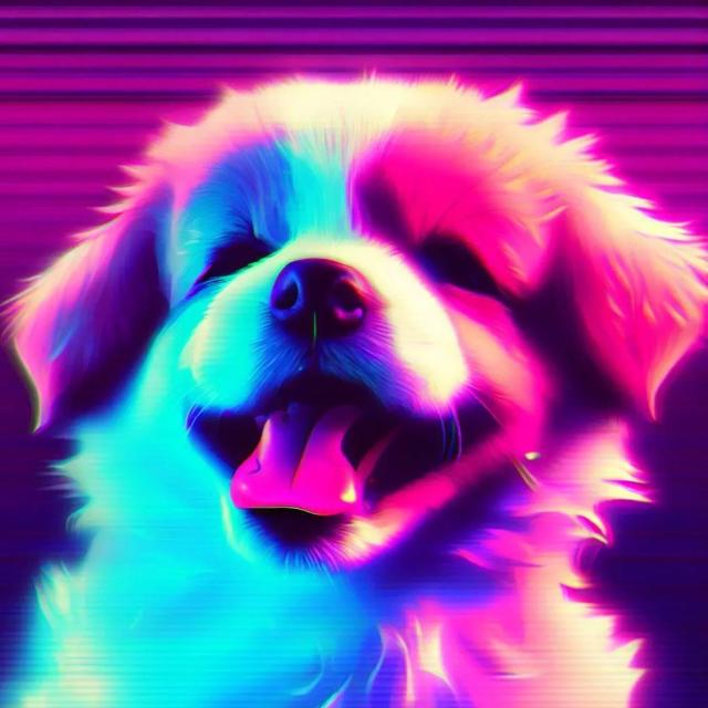 A Happy Puppy in Synth style