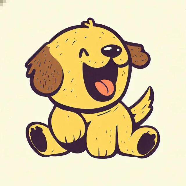A Happy Puppy in Vintage style