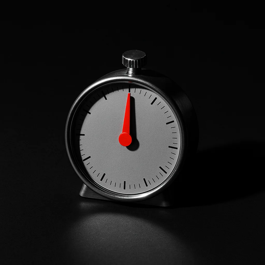 Mechanical kitchen timer with vermillion needle at the starting position, signalling immediacy of a new non gamstop casino launch.